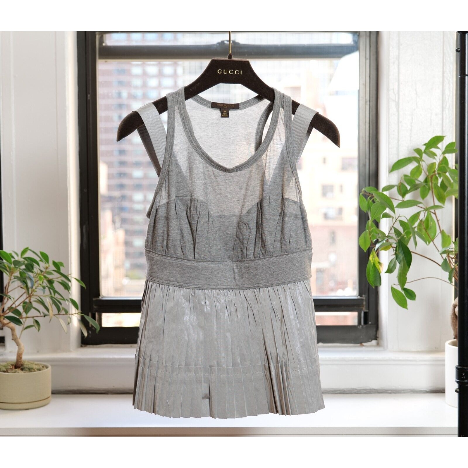 Louis Vuitton Vintage Grey Layered Flare Tank Top (Size It38)